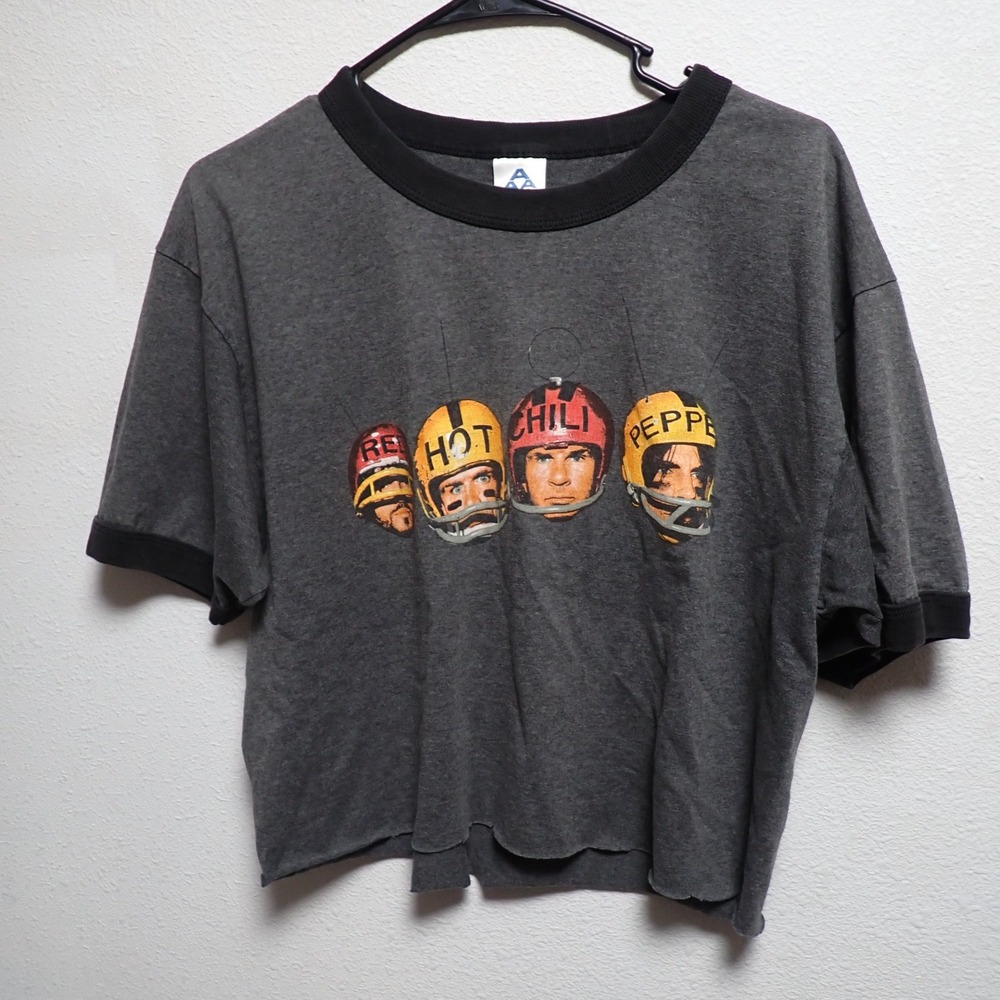 Red Hot Chili Peppers Stadium Arcadium Cropped Ringer T-Shirt Gray Large AAA